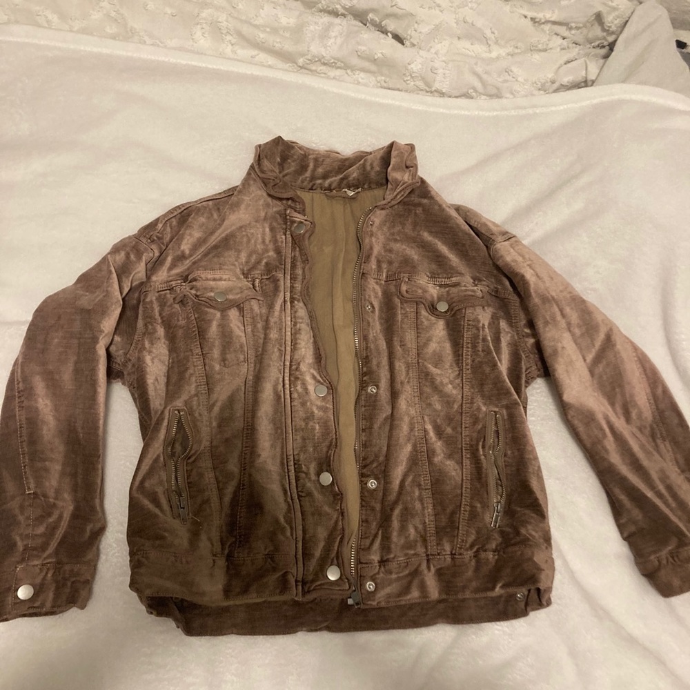 Women’s Velvet Zip-Front Jacket - Rose Gold